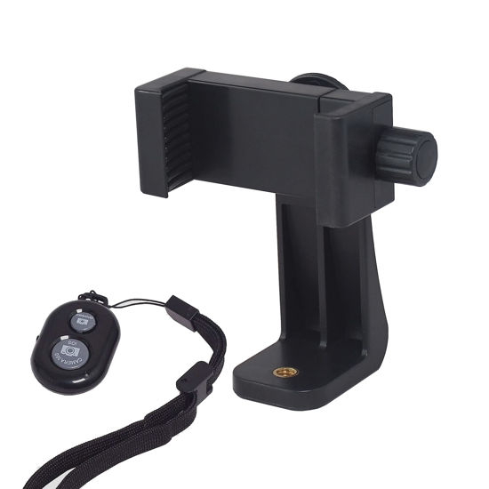 Picture of Ruittos Phone Tripod Mount Adapter with Smartphone Remote Controller, Phone Holder Clip Compatible with iPhone and Other Cell Phones