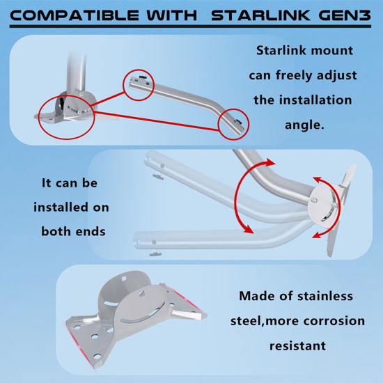 Starlink Gen 3 Adjustable Mount Kit - 26 Inch Long Wall & Roof Mount With Pipe Adapter For Satellite