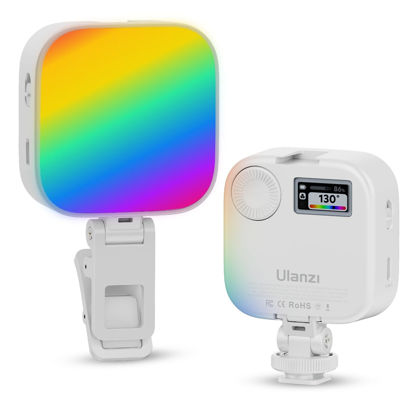 Picture of ULANZI U60 RGB Video Lights White LED Camera Light 360° Full Color Portable Photography Lighting w Quick Release Cold Shoe Adapter and Clip, 2500mAh Rechargeable CRI 95+ 2500-9000K Dimmable Panel Lamp