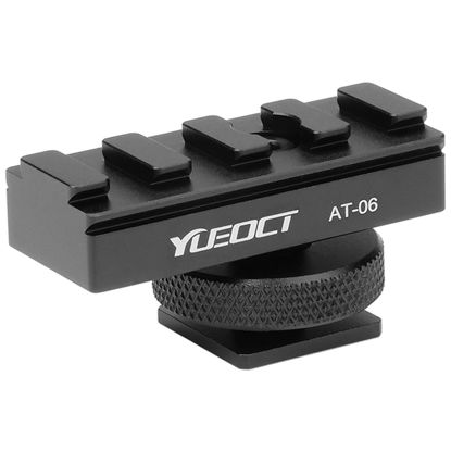 Picture of YUEOCT 2in1 Finder Mounting Adapter 11mm 20-21mm Picatinny Dovetail Rail w 1/4" Hole for Finderscope Guide Scope Red Dot Reflex Sight Mount DSLR Camera Hotshoe Coldshoe Hot Cold Shoe (Updated Version)