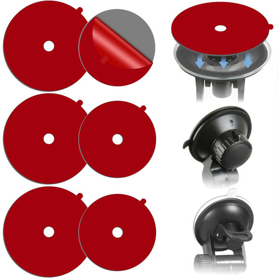 Picture of Sticky Adhesive Pad for Radar Detector Mount,Round Clear Double-Sided Tapes(2.2 inches and 2.6 inches) with Center Hole Design,for Radar Detector Mount,Dash Cam Suction Cup,GPS Sucker Holder etc