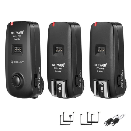 Picture of NEEWER FC-16 2.4G Wireless Camera Shutter Studio Flash Trigger with Two Receivers, Compatible with Canon Rebel T3 XS T4i T3i T2i Xsi EOS 1100D Mark IV 1D Mark III 5D Mark III 5D Mark II 50D 40D