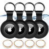Picture of 4 Pack,IPX8 Waterproof Airtag Holder for Apple Air Tags with Air Tag Keychain,Shockproof GPS Cover [Anti-Scratch] [PC+Silicone] Air-Tag Item Finders Case for Pets,Kids,Keys,Luggages-Black+Black