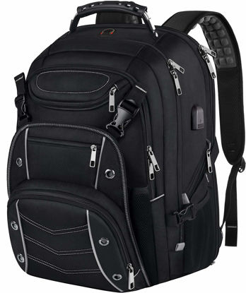 Picture of VECKUSON 18.4 Laptop Backpack for unisex, 60L Extra Large Gaming Laptops Back Bag with USB Charger Port,TSA Friendly Flight Approved and RFID Anti-Theft Pocket Heavy-duty Pack,21.3*15.7*11.8inch Grey
