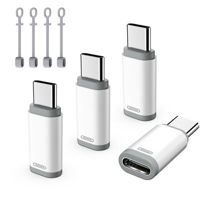 Picture of TiMOVO Adapter for Lightning Female to USB C Male Adapter, 4 Pack Adapter for Lightning USB-C Adapter, Data Sync Charger for i-Phone 15/16 Pro/Pro Max/Plus, iPad Pro/Air, Not for Audio/OTG