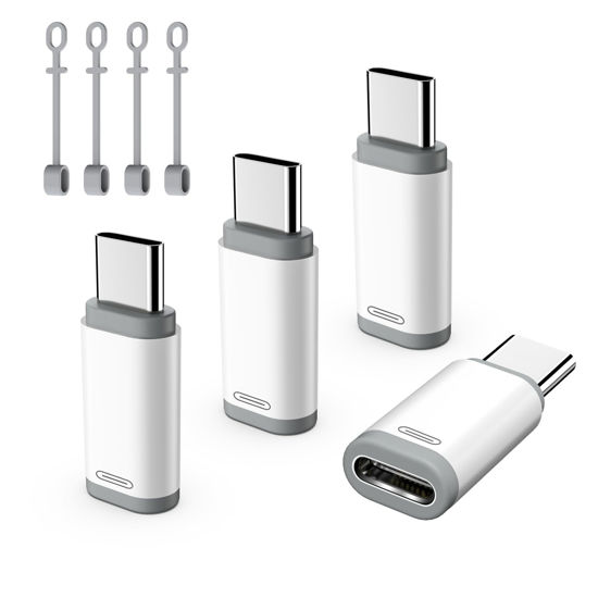 Picture of TiMOVO Adapter for Lightning Female to USB C Male Adapter, 4 Pack Adapter for Lightning USB-C Adapter, Data Sync Charger for i-Phone 15/16 Pro/Pro Max/Plus, iPad Pro/Air, Not for Audio/OTG