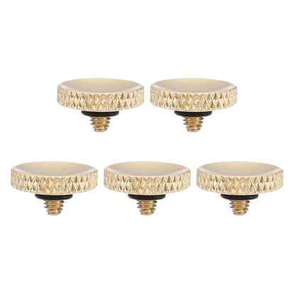Picture of PATIKIL Camera Shutter Button, 5 Pack Soft Shutter Release Button Pure Copper Camera Button Knurled Suitable for Nikon for Fujifilm for Leica DSLR/SLR Camera, Matte Golden