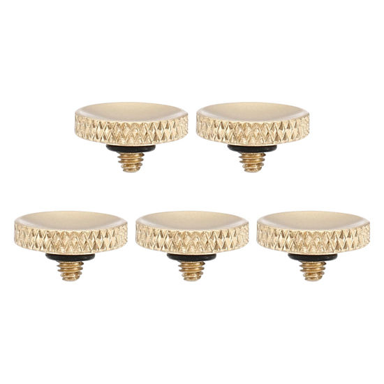 Picture of PATIKIL Camera Shutter Button, 5 Pack Soft Shutter Release Button Pure Copper Camera Button Knurled Suitable for Nikon for Fujifilm for Leica DSLR/SLR Camera, Matte Golden
