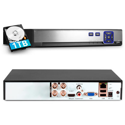 Picture of TOWODE 4CH Security Camera System 1080P 4-Channel Hybrid 5-in-1 DVR Security Video Recorder with 1TB Hard Drive 5MP Surveillance Security System with Human Detection, Remote Access 24/7 Recording