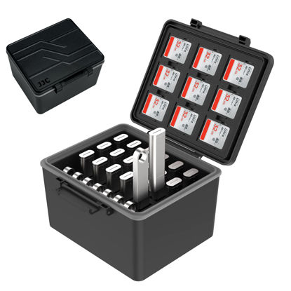 Picture of 53 Slots USB and SD Card Case for 18 Flash Drive 8 Mini Driver 9 SD and 18 Micro SD Card,USB Drive Case Hard,Shockproof Water-Resistant,Pen Drive Case USB Flash Drive Thumb Drive Storage Organizer