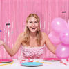 Picture of 2 Pack Party Backdrop Decorations Pink Tinsel Curtain Party Backdrop Foil Fringe Birthday Decorations Photo Booth Streamer Backdrop Pink Theme Bachelorette Graduation Party Decorations
