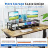 Picture of Simple Trending 2 Tier Metal Monitor Stand Riser with USB 2.0 and Charging Prot , Computer Office Desktop Organizer for 2 Monitors With Two Drawer Storage and Reusable Cable Ties,for Printer, TV, Black