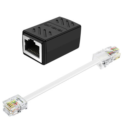 Picture of 1Pc RJ11 to RJ45 Adapter Phone Jack to Ethernet Cable Adapter, RJ45 8P8C Female to RJ11 6P4C Male for Landline Telephone Service