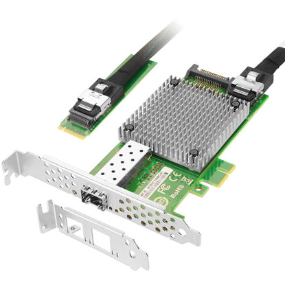 Picture of Euqvos M.2 to 10Gb Ethernet Network Card, Single SFP+ Port, Intel 82599 Chip, M.2 + M Key + SFF 8087, 100/1000/10000 Mbps, with 0.35m(1.1ft) Cable, 10 Gigabit NIC for Windows/Windows Server/Linux