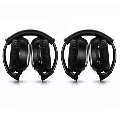 Picture of JYSiptkird Universal 2 Channel IR Foldable Headphones,Kids Wireless Headphones for Universal Car Entertainment System,Infrared Headset for Car DVD Video (2 Pack)