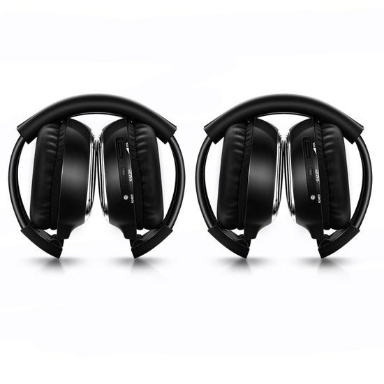 Picture of JYSiptkird Universal 2 Channel IR Foldable Headphones,Kids Wireless Headphones for Universal Car Entertainment System,Infrared Headset for Car DVD Video (2 Pack)