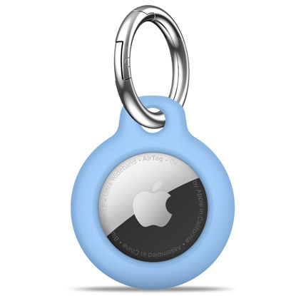 Picture of MOLOSLEEVE for Airtag Holder Air Tag Case with Keychain, Anti-Scratch for Airtags Key Chain for Apple Air Tags, for Airtag Accessories for GPS Item Finder Tracker, Light Blue
