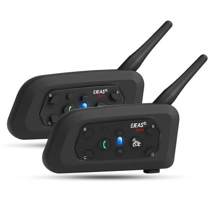 Picture of EJEAS V6 Pro Motorcycle Helmet Bluetooth Intercom, 2-Way 1200M Motorcycle Bluetooth Headset Universal Communication System with Noise Cancellation and Waterproof for Dirt Bike/ATV/Snowmobile (2PCS)