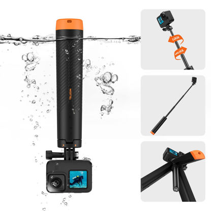 Picture of TELESIN°4 in 1 Selfie Stick Floating Hand Grip Tripod Waterproof Extendable Selfie Monopod for GoPro Hero 13, 12, 11, 10, 9, 8, DJI OSMO Action 5 Pro 4/3、Insta360 Ace Pro 2 and Most Action Camera