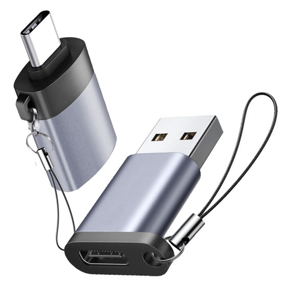 Picture of USB to USB C Adapter USB C Male to USB 3.0 Female 2 Pack, Type C Female to A Male Charger Converter，USB C Female to USB Male Adapter Compatible for Apple Watch Ultra 8 9,iPhone 15 Pro Max 14 13 12,OTG