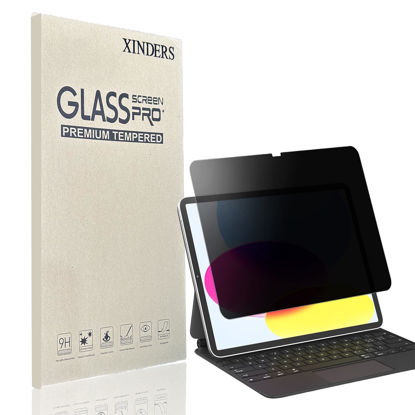 Picture of XINDERS 1 Pack Privacy Screen Protector for Screen Protector for IPAD 10th Generation 10.9 inch (2022 Models) Tempered Glass Apple Pencil Compatible