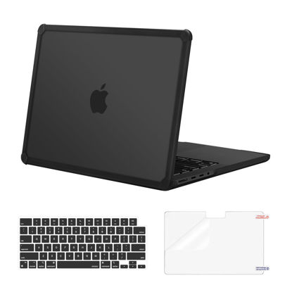 Picture of MOSISO Compatible with MacBook Pro 14 inch Case 2025-2021 M4 M3 M2 M1 A3112 A3185 A3401 A2918 A2992 A2779 A2442, Anti-Cracking Heavy Duty TPU Bumper Hard Case&Keyboard Skin&Screen Film, Black