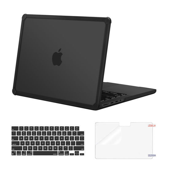 Picture of MOSISO Compatible with MacBook Pro 14 inch Case 2025-2021 M4 M3 M2 M1 A3112 A3185 A3401 A2918 A2992 A2779 A2442, Anti-Cracking Heavy Duty TPU Bumper Hard Case&Keyboard Skin&Screen Film, Black