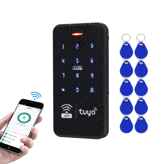 Picture of OBO HANDS WiFi TUYA Smart APP Access Controller, 125KHz 13.56MHz RFID Keyboard,IP68 Waterproof, Touch Panel, Backlight Stand-Alone Door Access Control Keypad,+ 10pcs Blue Keyfobs Tags