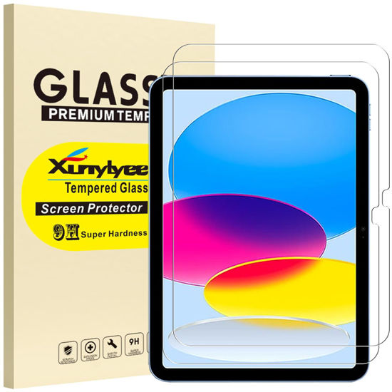 Picture of XunyLyee 2 Pack, Screen Protector for iPad 10th Generation 10.9" Bubble Free Easy Installation Tempered Glass Film