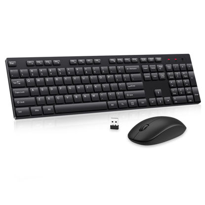 Picture of Wireless Keyboard and Mouse Combo, EDJO Silent Full Size Cordless USB Keyboard Mouse, 2.4GHz Lag-Free, Long Battery Life, for Computer, Laptop, PC, Chromebook, Windows