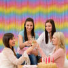 Picture of 2 Pack Macaron Rainbow Foil Fringe Curtain Backdrop, 3.2Ft x 8.2Ft Colorful Metallic Tinsel Curtains Plastic Streamers Door Curtain for Photo Booth Baby Shower Birthday Christmas Party Decoration