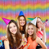 Picture of 2 Pack Macaron Rainbow Foil Fringe Curtain Backdrop, 3.2Ft x 8.2Ft Colorful Metallic Tinsel Curtains Plastic Streamers Door Curtain for Photo Booth Baby Shower Birthday Christmas Party Decoration