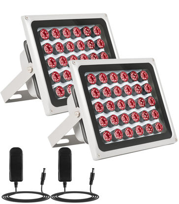 Picture of 2 Pack IR Illuminators 30 LEDs 850nm Long Range Illuminator Up to 330ft/100m 90 Degree Wide Angle Infrared Flood Light IP67 Waterproof for Security Camera IR Light Indoor&Outdoor