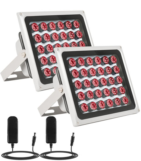 Picture of 2 Pack IR Illuminators 30 LEDs 850nm Long Range Illuminator Up to 330ft/100m 90 Degree Wide Angle Infrared Flood Light IP67 Waterproof for Security Camera IR Light Indoor&Outdoor