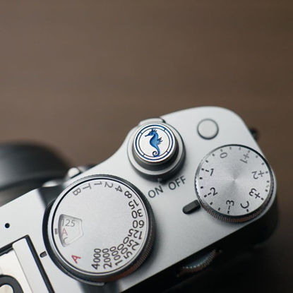 Picture of DBZZ Hippocampus japonicus Soft Release Button - Red - fits Any Standard Threaded Release - Fujifilm X100V, X100F, X100T, Xpro3 & Xpro2, X-T3, X-T2, X-E3, X-E2s, X-E2, X-T30, X-T20 (Silvery)