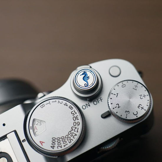 Picture of DBZZ Hippocampus japonicus Soft Release Button - Red - fits Any Standard Threaded Release - Fujifilm X100V, X100F, X100T, Xpro3 & Xpro2, X-T3, X-T2, X-E3, X-E2s, X-E2, X-T30, X-T20 (Silvery)