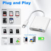 Picture of Denlane SD Card Reader for iPhone, SD & Micro SD Dual Slots Memory Card Reader for iPad, Digital Camera Card Adapter Plug and Play, Trail Game Camera SD Card Viewer, Simultaneous Charging and Reading