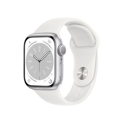 Picture of Apple Watch Series 8 (41MM, GPS) - Silver Aluminum Case with White Sport Band (Renewed Premium)