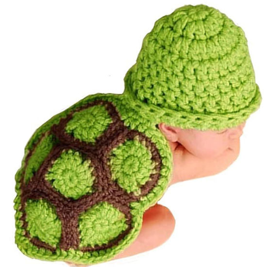 Picture of Newborn Costume Baby Photo Prop Newborn Outfit Clothes Handmade Knitted Baby Outfits Newborn Outfits for Boys Photography Infant Cute Toad Costume Baby Turtle Costume Hat Cap Baby Costumes 0-6 Months