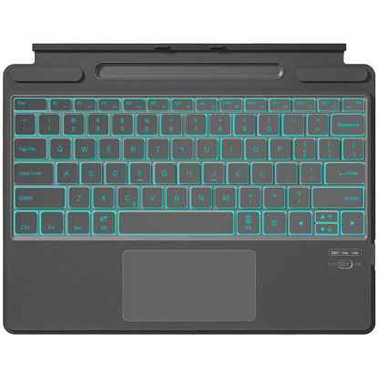 Picture of Qulose Surface Pro 9 Keyboard, Backlight Surface Pro 10 Keyboard, Detachable Bluetooth Keyboard for Microsoft Surface Pro 11/ Pro 10/9/ 8/ X 13 inch with Trackpad/Pen Holder - Grey