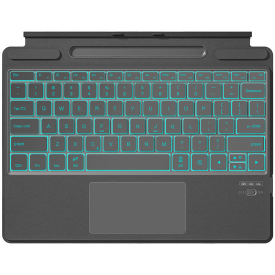 Picture of Qulose Surface Pro 9 Keyboard, Backlight Surface Pro 10 Keyboard, Detachable Bluetooth Keyboard for Microsoft Surface Pro 11/ Pro 10/9/ 8/ X 13 inch with Trackpad/Pen Holder - Grey