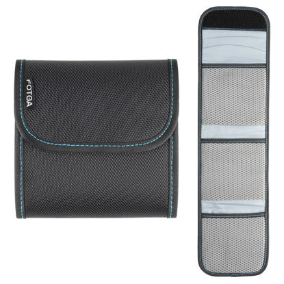 Picture of FOTGA Camera Lens Filter Pouch for 3 Filters, Fits up to 95mm Circular Filter and 100x100mm(4x4) Square Filters, Foldable 3 Pockets Wallet for UV CPL ND Filter, Waterproof, Durable with Belt Loop