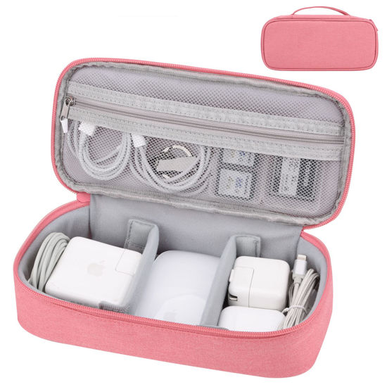 Picture of Yundoor Cord Organizer Travel Case, Electronics Organizer Pouch Bag for Cable & Charger, Power bank, Phone, Tech Accessories (Pink)