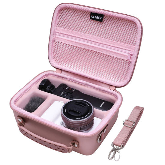 Picture of Camera Case Compatible with Sony Alpha ZV-E10 / ZV-1F / ZV-1 / ZV-1 II / ZVE10 II Vlog Camera with Shoulder Strap by LTGEM, Fits Vlogger Accessory Kit Tripod and Microphone, Rose Gold