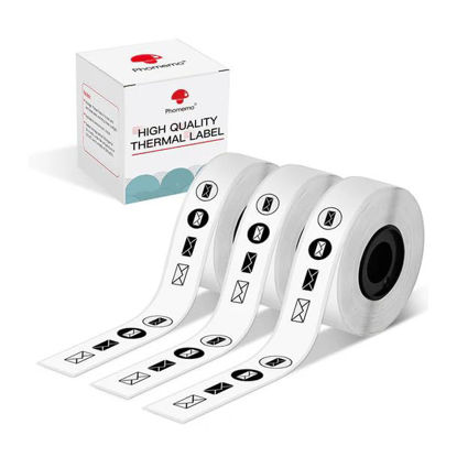 Picture of Phomemo D30 Continuous Labels, D35 Q30 Q31 Q32 Q30S Long Label Tape, Sticker Thermal Paper Self-Adhesive D30 Label Maker Tape Consumables, Black on White, 15mm x 6m (0.59 x 236.22 Inch) 3-Roll