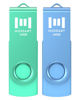 Picture of MOSDART 64GB USB 2.0 Flash Drive, with Keychain Loop, Swivel Design with LED Light, exFAT Memory Stick for Computers, System Backup, Data Storage, Green and Blue (Pack of 2)