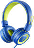 Picture of noot products Kids Headphones with Microphone K12 Stereo 5ft Long Cord with 85dB/94dB Volume Limit Wired On-Ear Headset for iPad/Amazon Kindle,Fire/Toddler/Boys/Girls/School(Blue/Lime)