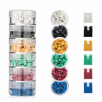 Picture of 600 Pieces Standard Computer Jumper Caps Header Pin Shunt Short Circuit 2-Pin Connector Open Top 2.54mm. Suitable for Arduino Raspberry Pi PCB PC DVD HDD Motherboard Shorting and Other Items.