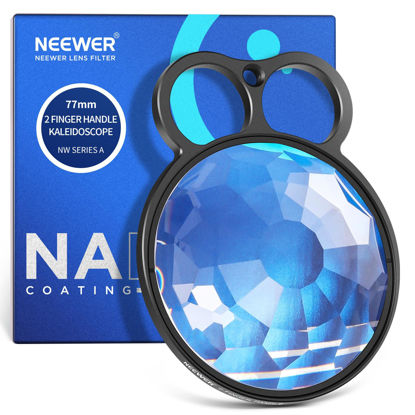 Picture of NEEWER 77mm Handheld Kaleidoscope Prism Lens Filter, Glass Prism Camera Lens Effect Filter with 2 Finger Handle, Multi Refraction, Variable Number of Photographic Subjects, DSLR Photography Accessory