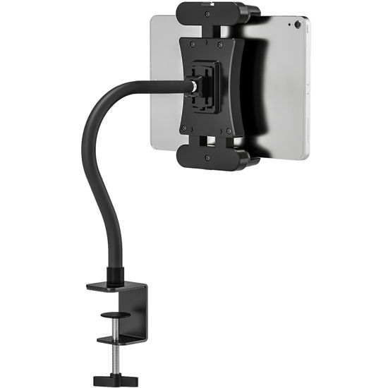 Picture of JUBOR Tablet Stand Holder, Gooseneck iPad Desk Mount for Kitchen, Work Meetings, Video, Tablet Clamp Mount Compatible with iPad Mini/Air/Pro, Kindle Fire HD, Galaxy Tabs and All 4.7-13.5" Tablets